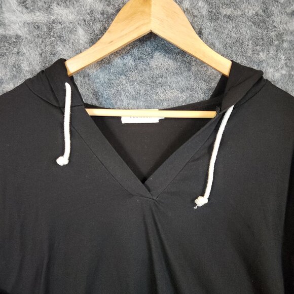 Eleanor Hoodie Jersey V Neck Drawstring Light Weight Black Size XL Pullover EUC - Picture 3 of 8